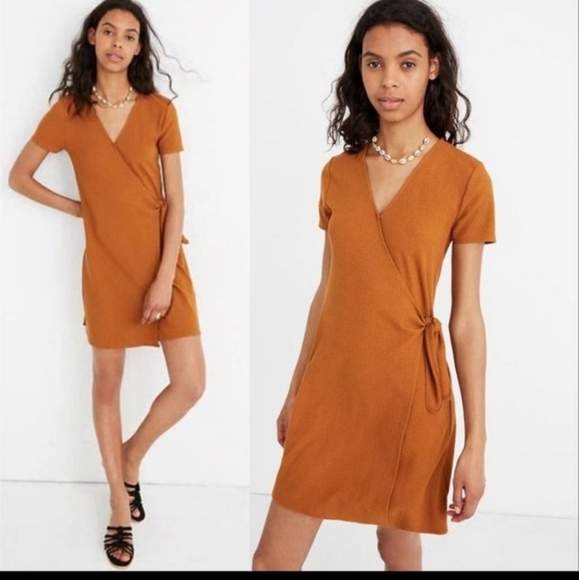 Texture & Thread Madewell Rust Wrap Side Tie Dress Fall Harvest Thanksgiving - Picture 1 of 11